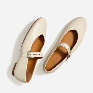 Madewell The Remy Mary Jane Flat, Ecru, Size 10
